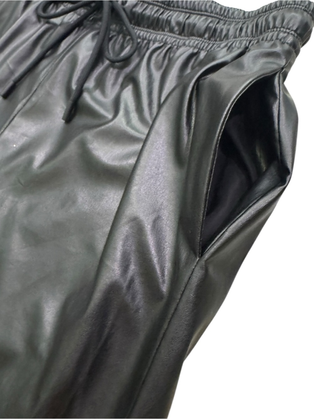 NEW! Theory Faux Leather Vegan Leather Tapered Pants with Slit Hem Black Size 2 - Picture 8 of 10